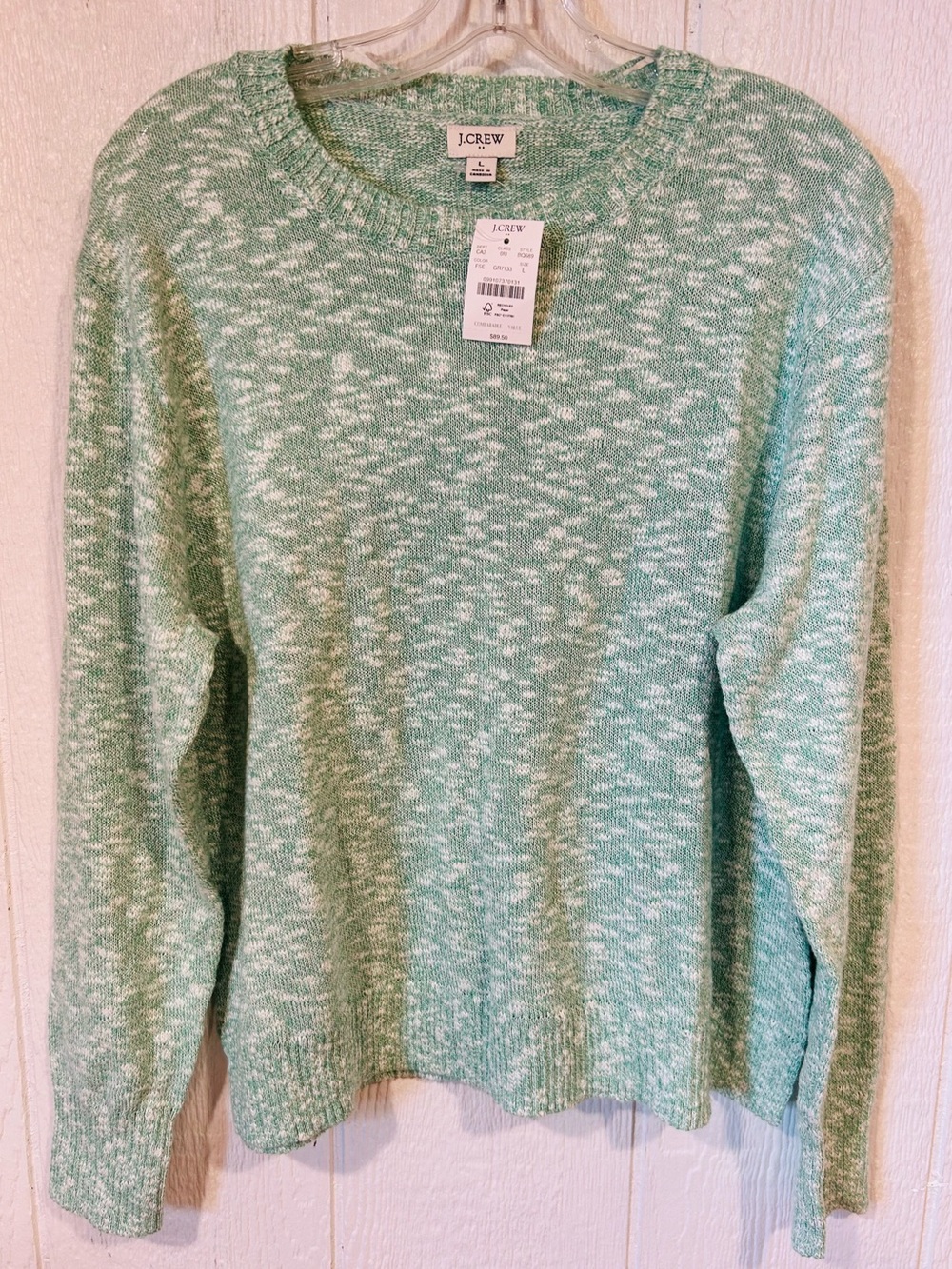 NEW J.Crew Mint Green Marled Crewneck Sweater